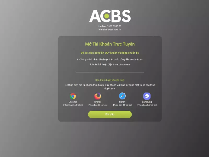 Cách mở tài khoản chứng khoán ACBS Online