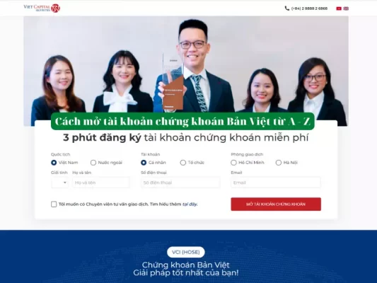 Hướng dẫn cách mở tài khoản chứng khoán bản việt Online VCI