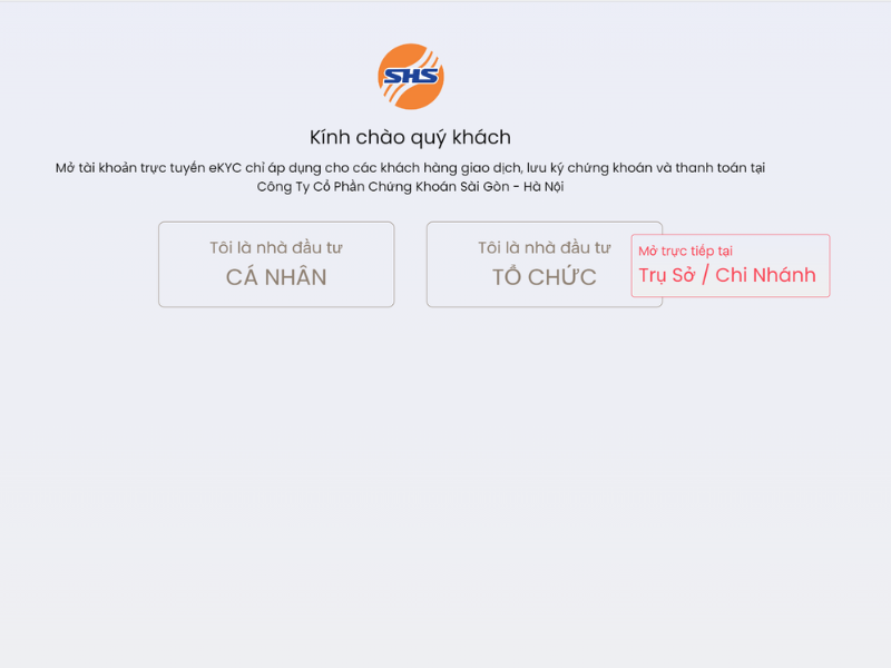 Truy cập website để mở tài khoản chứng khoán SHS