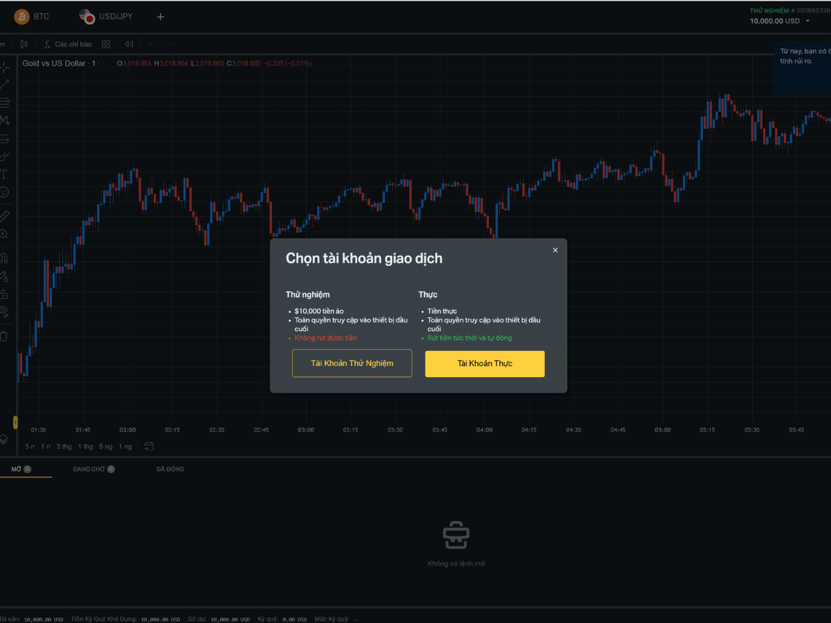 Lựa chọn mở tài khoản Exness Forex thực hoặc Demo
